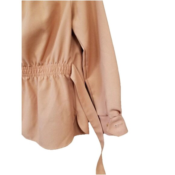 Bobbie Brooks Vtg Butterfly Collar Button Down Belted Blouse Cinched14 /34'' - Picture 5 of 6